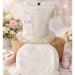 conjunto manga corta+ braga blanco 9846