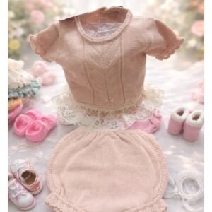 conjunto manga corta+braga rosa empolvado 9846